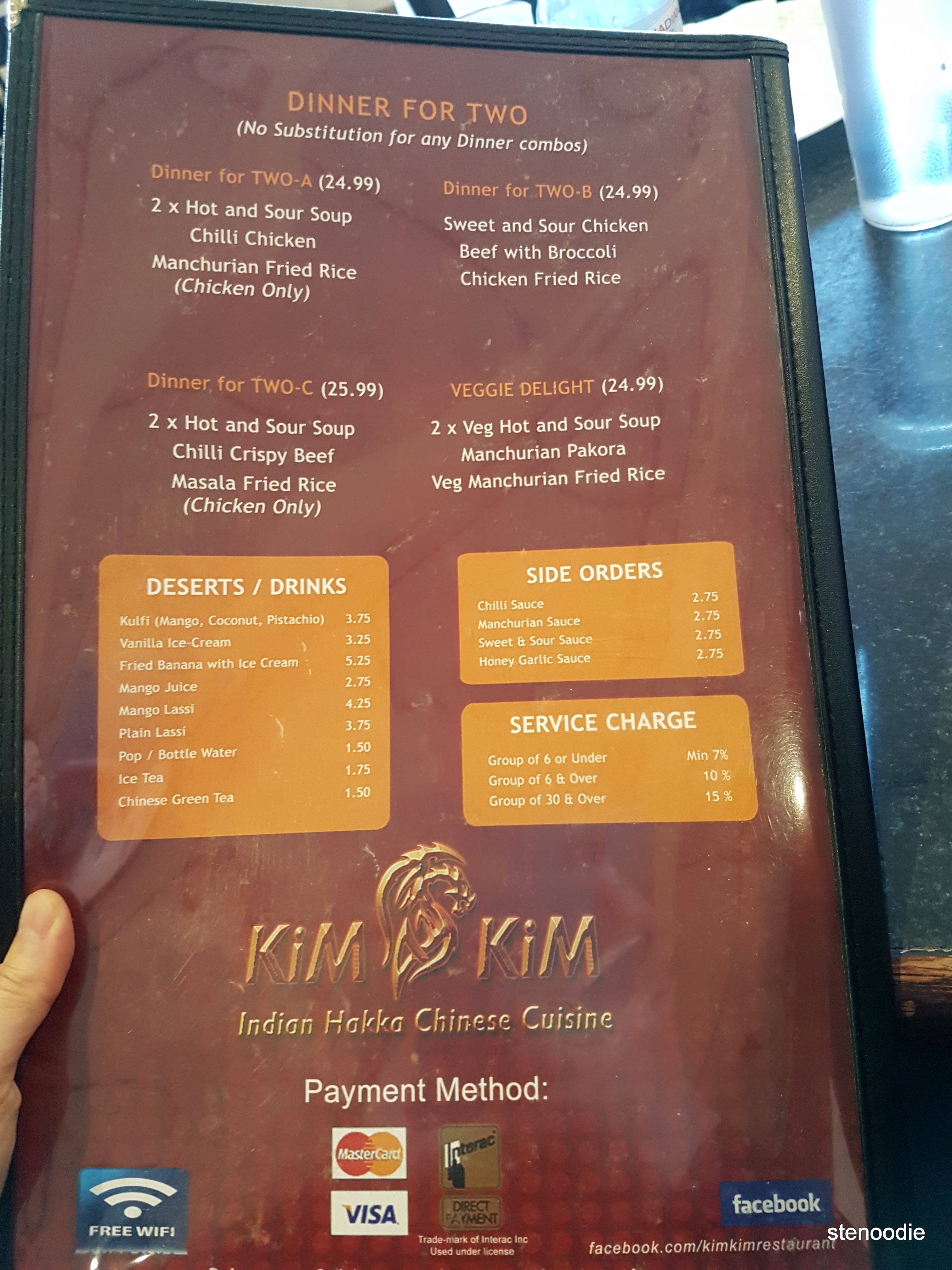 Kim Kim Indian Hakka Chinese Restaurant menu and prices