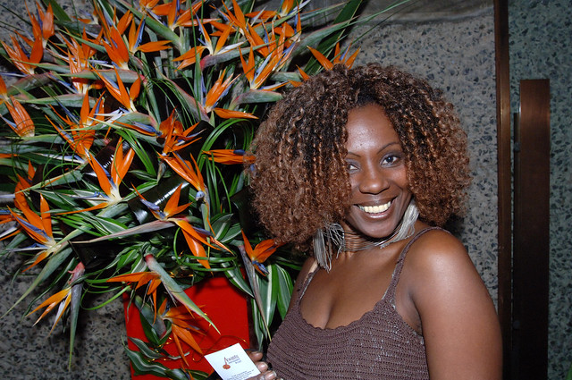DSC_2571 South African Gospel Music promoted by SAHC at the Barbican Centre London Ingrid Talented South African Cultural Singer with Bird of Paradise Tropical Flowers