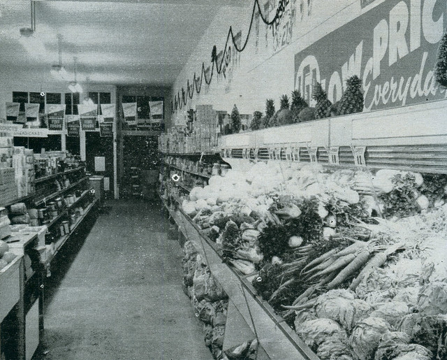 Interior of Smedman's IGA Grocery, 1948 - Chesterton, Indiana