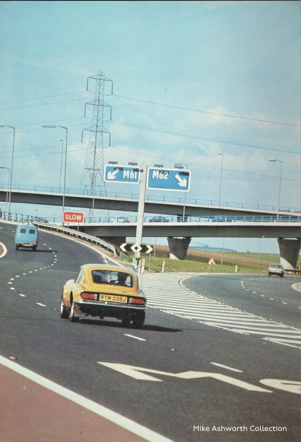 Worsley braided interchange from the opening brochure of the M62 Lancashire - Yorkshire Motorway, 14 October 1971