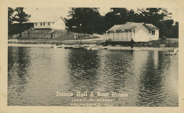 Dance Hall and Boat House at Lake Eliza, circa 1940s - Valparaiso, Indiana