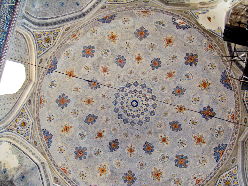 cúpula decoraciones interior Mezquita Kok Gumbaz Shakhrisabz Uzbekistán 09