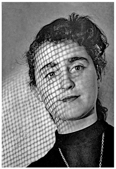 Vintage B&W. October 1954. Paris (France).  Jacqueline Saba. Portrait on glass plate.