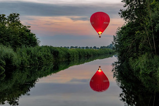 Reflection of a Hot Air Balloon during Sunset