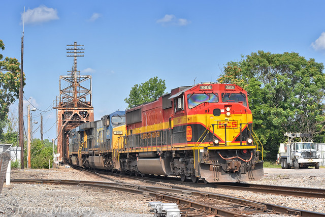 CSX Q575-24 at South CR Drawbridge with a Kansas City Southern leader