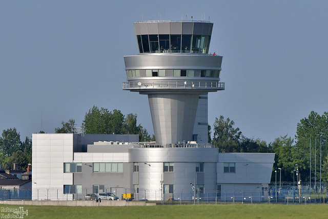 Control tower on Poznan Lawica airport.