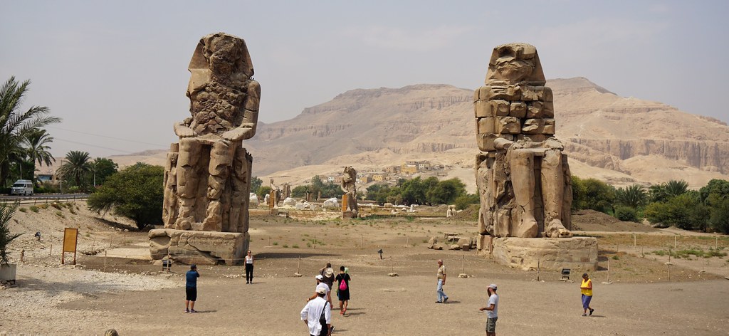 The Colossi of Memnon, West Bank, Luxor, Egypt.