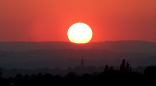 Great Sunset Over Leeds City In West Yorkshire , England , UK