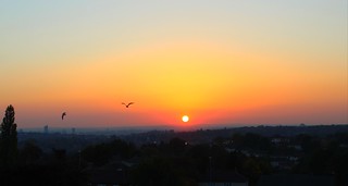 Sunset Over Leeds , West Yorkshire , England , UK