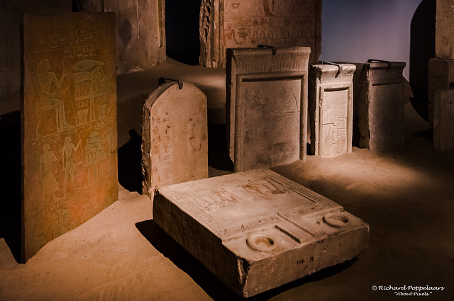 Egyptian grave stones with hieroglyph - National Museum of Antiquities  (Leiden/NL)