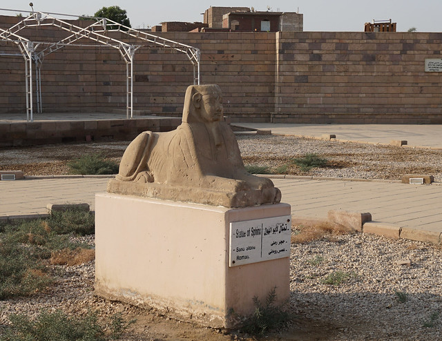 Statue of Sphinx, Temple of Horus in Edfu, Nile River, Egypt.
