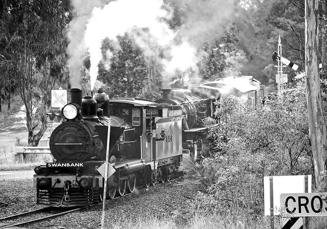 Queensland Pioneer Steam Railway full steam double header PB15 and AC16 Swanbank 4306.