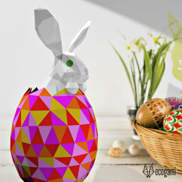 3D Cut, Fold, and Glue Easter Bunny Paper Craft Model