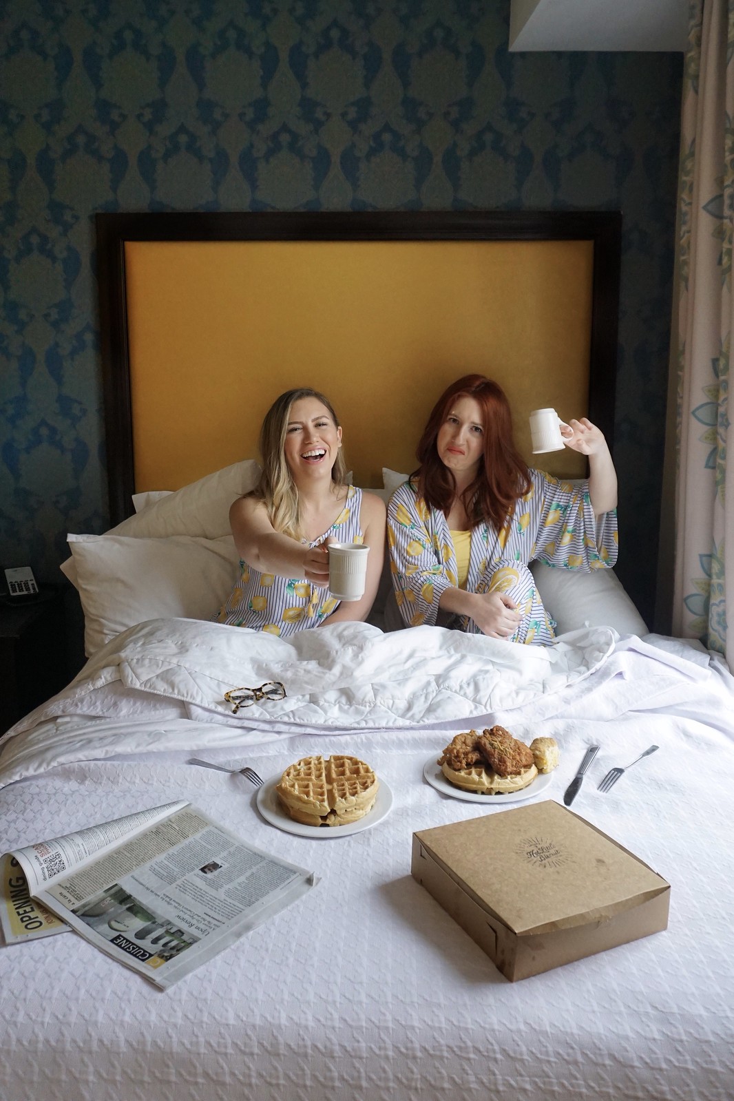 Soma Intimates Lemon Zest Pajamas | Girls Hotel Sleepover | Breakfast in Bed | 5 Reasons to Take a Girls Trip in your 30s | Traveling with Friends | Girls Only Sleepover | Girlfriend Getaways in the United States | Trip to take with your BFF