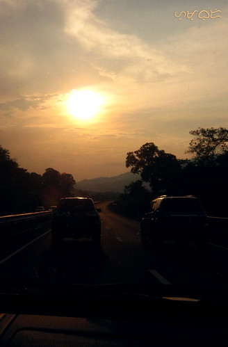 cars highway freeway sunset drive travel vacation ontheroad road sky ciel himmel silhouette trees clouds canon powershota480 expressway sctex