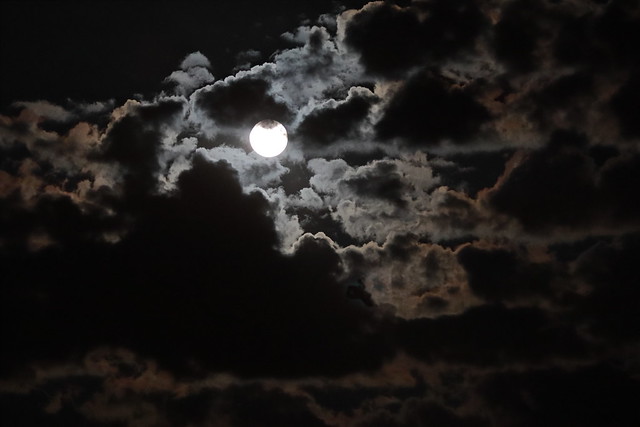 Nuages rétro éclairés par la lune