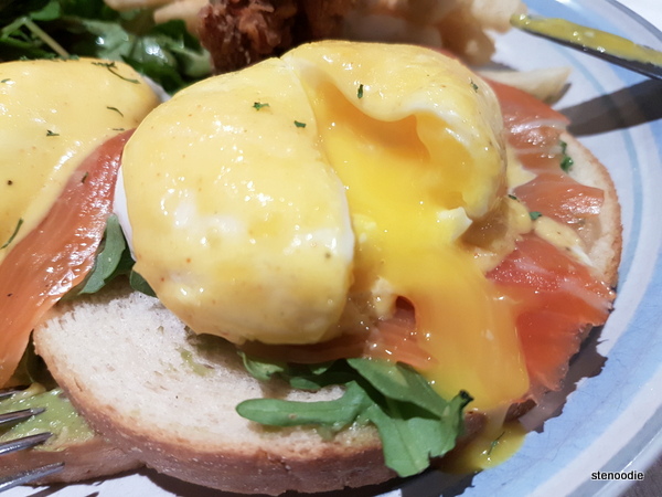  Yolk oozing out of eggs benedict