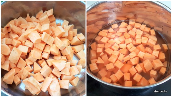  making mashed sweet potatoes