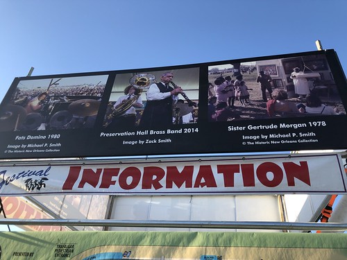 Jazz & Heritage Archive photos at the Cultural Exchange Area on Day 2 of Jazz Fest - 4.26.19. Photo by Carrie Booher.