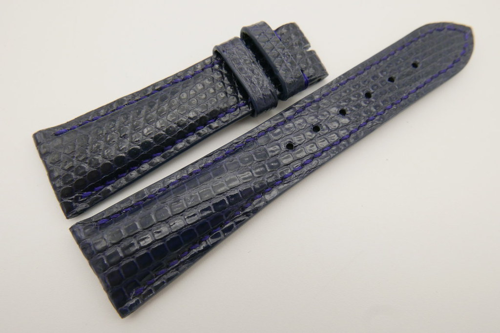 23mm/18mm Dark Navy Blue Genuine LIZARD Skin Leather Watch Strap #WT3338