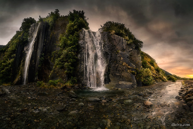 Waterfall in Franz Josef Valley, New Zealand