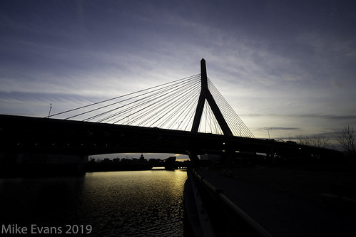 zakim bridge boston sunset cloudy silhouette water charles river sky blue orange