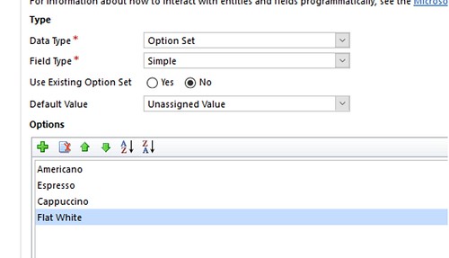 Coffee preference field data type