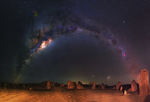 pinnacles desert nambung national park panorama stitched mosaic ms ice milky way cosmology southern hemisphere cosmos western australia dslr long exposure rural night photography nikon stars astronomy space galaxy astrophotography outdoor core great rift ancient sky 50mm d5500 landscape nikkor prime lens hoya red intensifier filter