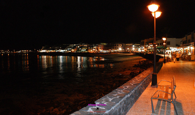 Promenade at nightime in Playa Blanca