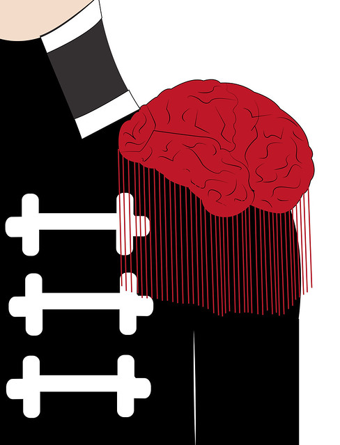 illustration of a general with an emblem as a brain showing the power of the brain and thinking
