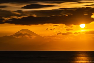 Setting sun and Mt. Fuji