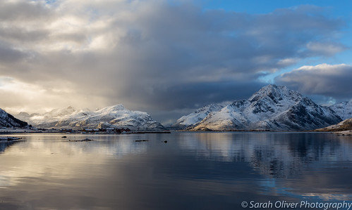 6d canon europe islands lofoten nordland north norway snow mountains nappstraumen haug travel tourist holiday tourism landscape nordic arctic sea water reflection moody sky clouds nature red rorbuer