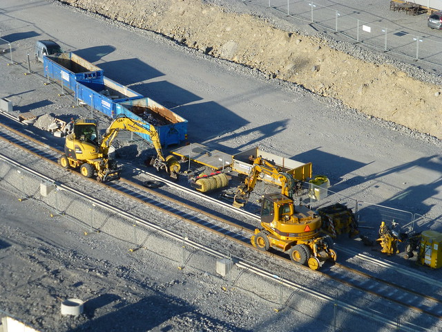 Rail-equipped excavators