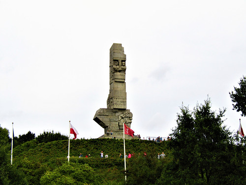 View of the Westerplatte Monument along the river in Gdansk