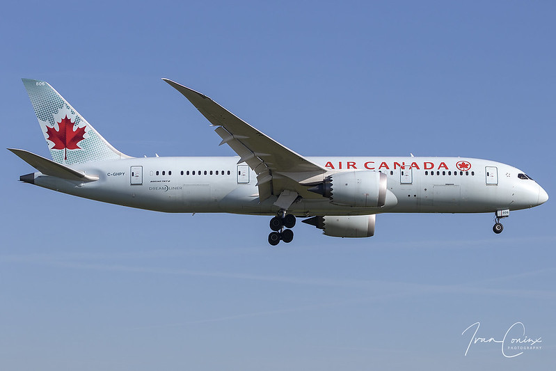 Boeing 787-8 Dreamliner – Air Canada – C-GHPY – Brussels Airport (BRU EBBR) – 2019 05 13 – Landing RWY 07L – 02 – Copyright © 2019 Ivan Coninx