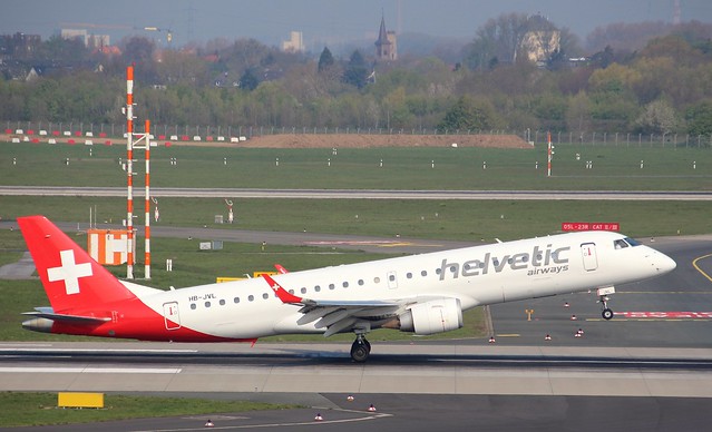 Helvetic Airways, HB-JVL, MSN 190000354, Embraer ERJ-190-100LR, 14.04.2019,  DUS-EDDL, Düsseldorf