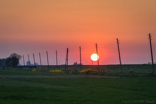 sunset sun landscape holland netherlands sky evening road