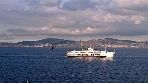 boat istanbul vapur steamboat ship sea waves blue sail sky clouds thank