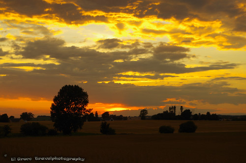 sweden travel summer pentax pentaxk50 landscape view nature field trees sunset sky clouds