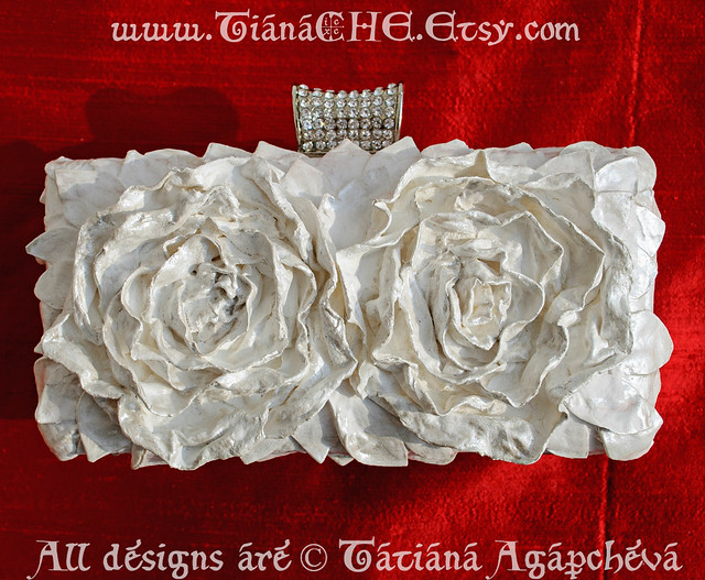 Bridal Clutch Rose Swarovsky Bag, Bridal Purse Clutch. Crystals Roses Box Bag, Gift for Her Pearlized Clutch, Wedding Handbag Prom Bag Purse