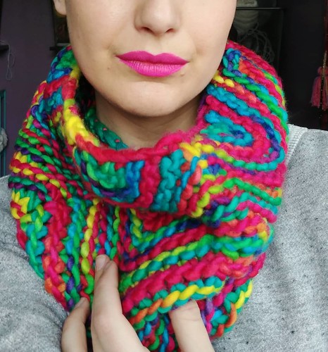 Knittinwithkitten's Tsunami Cowl in 'Lollipop' Phlump Merino