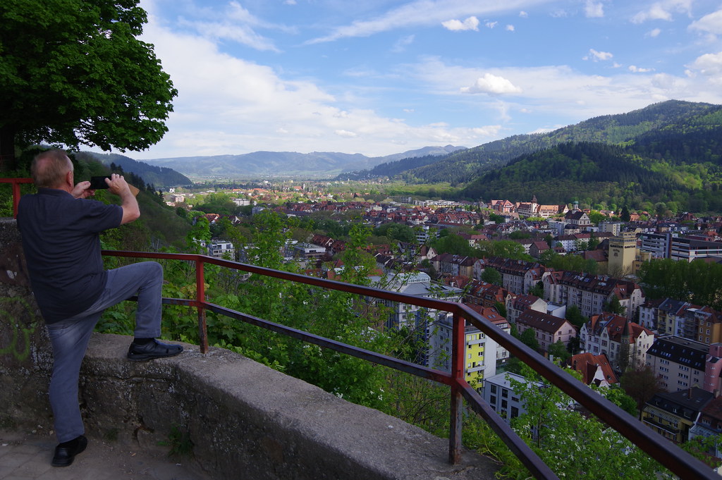 Mr. Nerenberg is photographing Freiburg from above