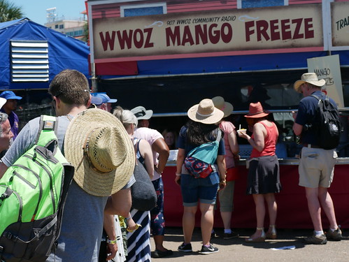 Beautiful weather made for a long Mango Freeze line on Day 3 - 4.27.19. Photo by Louis Crispino.
