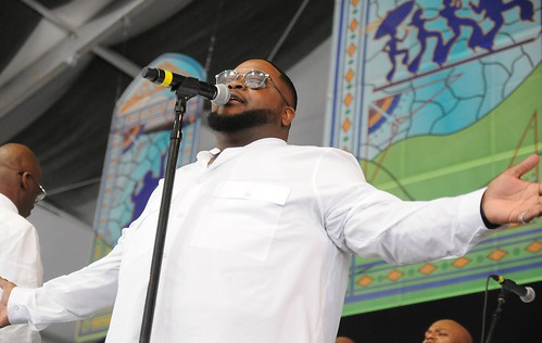 Ricky Dillard & New G in the Gospel Tent at Day 3 of Jazz Fest - Saturday, April 27, 2019. Photo by Black Mold.