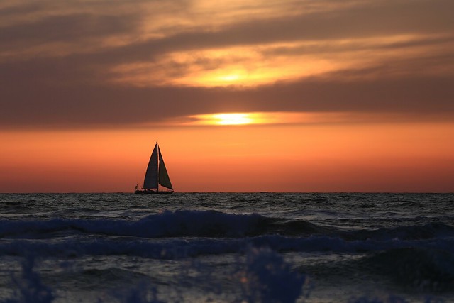 Sailing at sunset today at Tel-Aviv beach