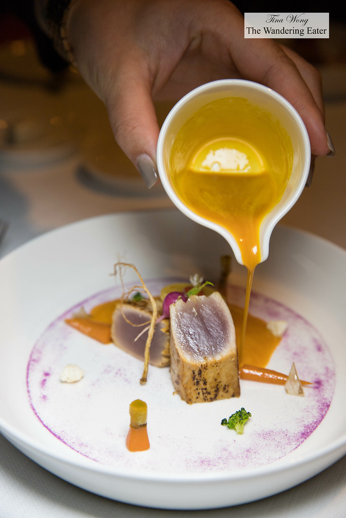 Pacific Red Tuna, orange and soy marinade, coriander root
