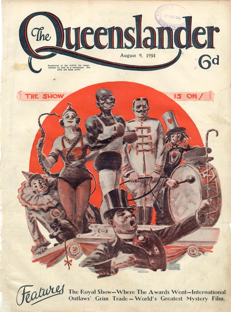Illustrated front cover from The Queenslander, August 9, 1934