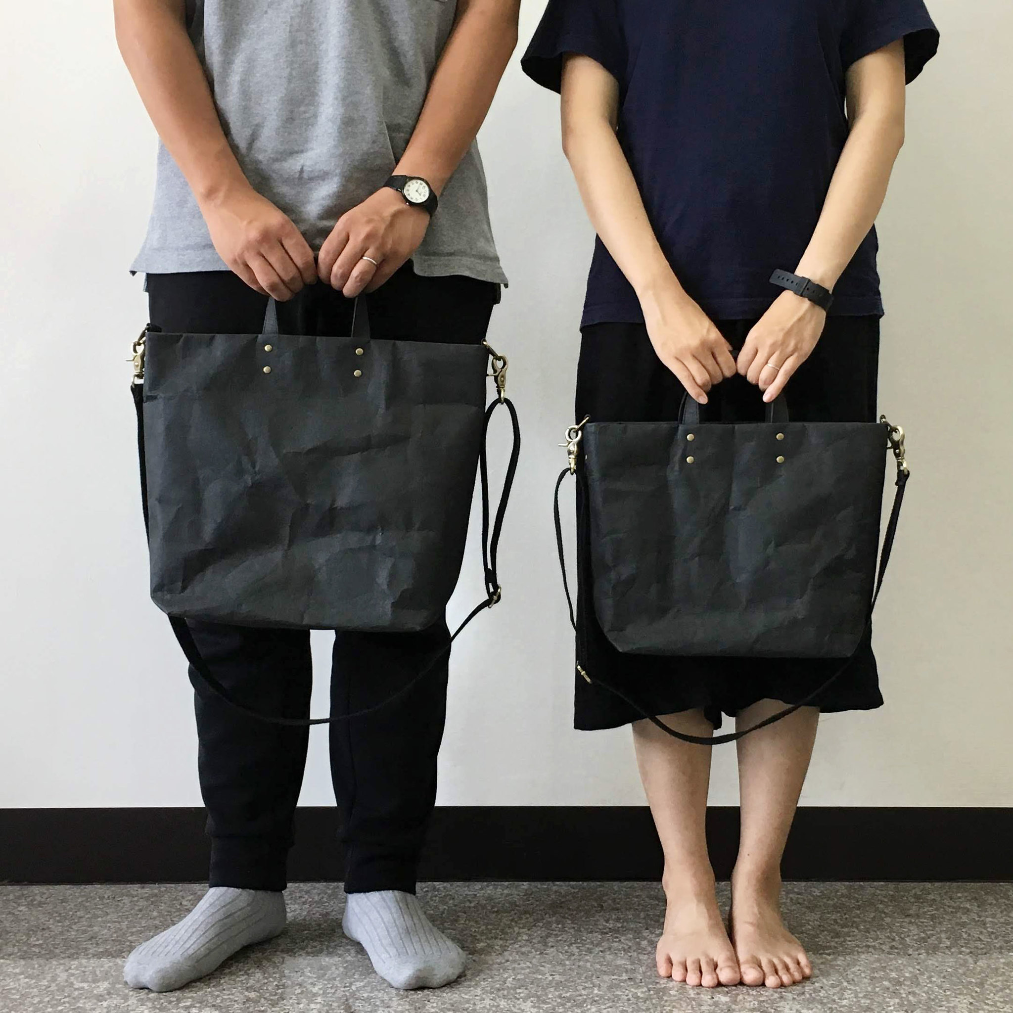 Washable paper black tote bag (commuter bag, briefcase, school bag