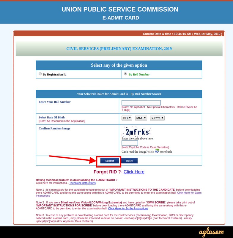 UPSC IFS Admit Card 2019 - Login by Roll Number