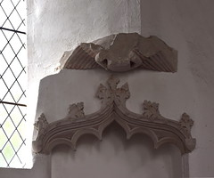 angel and cusped entrance to rood stairs